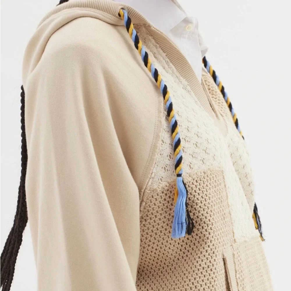 Urban Outfitters Bdg Carl Textured Hoodie Sweatshirt Drawcord Embroider Varsity - Picture 3 of 8